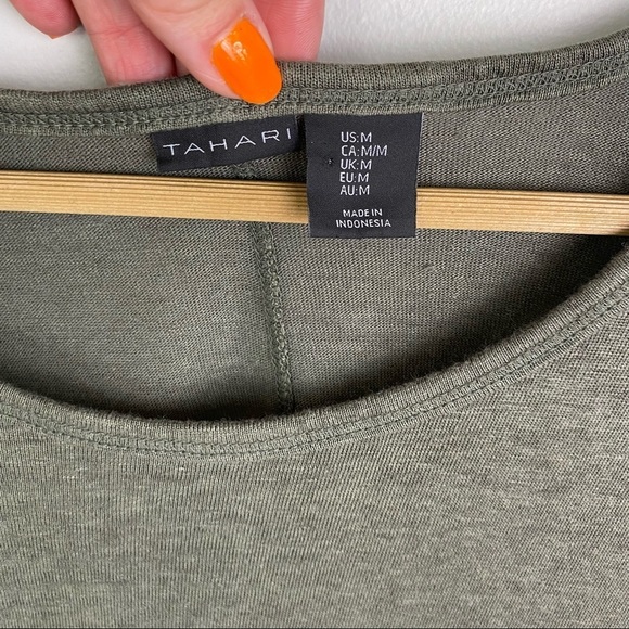 Tahari 100% Linen Roll Tab Sleeve Top - Picture 4 of 6